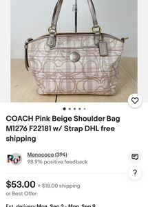 COACH Coded Beige Pink Shoulder Bag