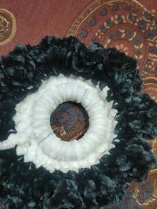 Fluffy Scrunchie - Black &amp; White handmade crochet