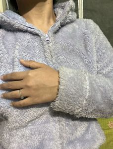 Fuzzy Blue Zip-Up Hoodie