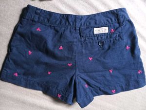 Pink Skull Embroidery Shorts