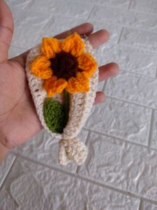 Sunflower Crochet Keychain