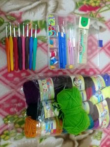 Crochet Knitting Needles Set With Mixwoollen Ball