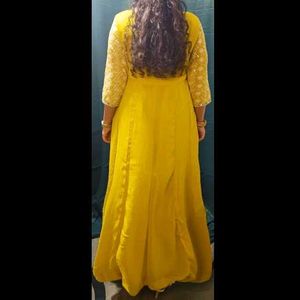 Yellow Festive Suit With Front Slit And Duppata