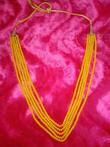 Yellow 5 Strings Crystal Stone Beads (Jewellery) Necklace