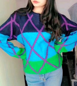 Colorful Geometric Knit Sweater