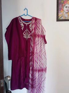 Elegant Embroidered Kurta with pant &amp;dupatta