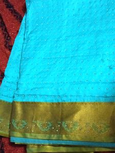 Elegant Blue &amp; Gold Saree