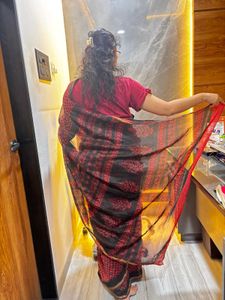 NEW &#39;Chanderi Cotton&#39; Saree with Blouse Piece🖤♥️