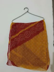 Yellow Red Bandhani Print Scarf