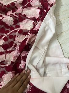 Burgundy Floral Lace Dress
