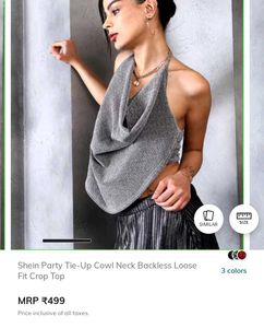 Shein Silver Cowl Neck Crop Top