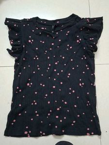 Cute Polka Dot Ruffle Sleeve Top