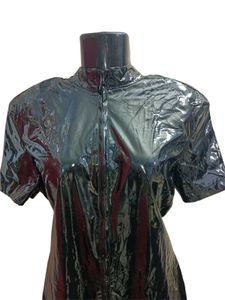 Faux Leather Edgy Black Romper Size XL