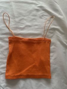 Zara Orange Ribbed Tank Top