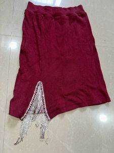Rhinestone Design Party Wear Skirt