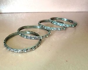 Silver Sparkly Bangle Set