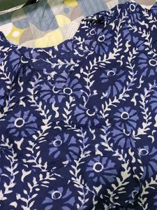 Blue Printed long Kurti
