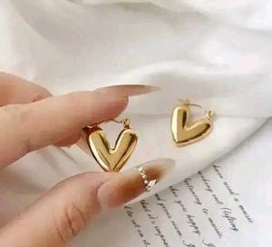 gold plated heart shaped hoops earrings