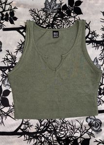 Olive Green Ribbed Tank Top