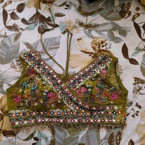 Embroidered Olive Green Blouse