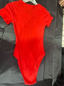 Red Bodysuit with Buttons
