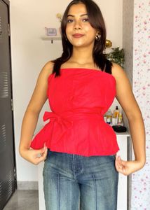 Red Tie-Waist Tube Top