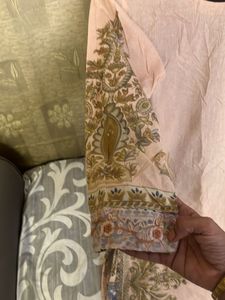 Elegant Peach Embroidered Kurti Set