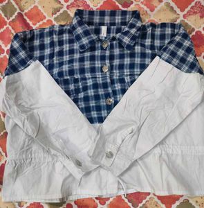 Blue Plaid Color Block Shirt