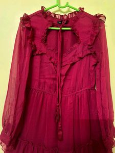 Branded Maroon Color Empire Dress
