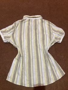 Striped Crinkled-Down Top
