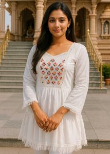 Embroidered White Kurta