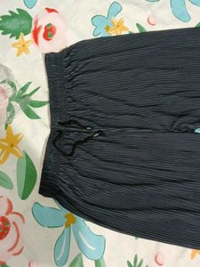 Navy Blue Wide Leg Plisse Pants