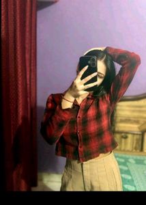 Red Plaid Crop shirt