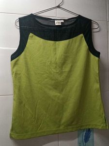 Green Top With Mesh Black Sleeve