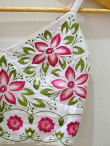 Embroidered Floral Crop Top