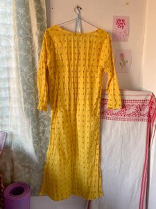 Yellow Printed Kurti