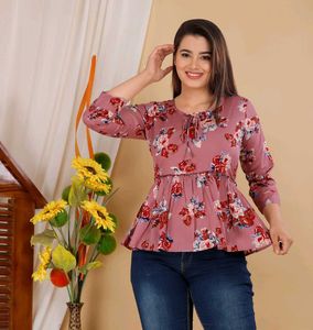 Pink Floral Peplum Top