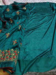 Elegant Teal Embroidered Saree