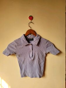 Bonkers Corner Ribbed Cropped Polo Top (XS)
