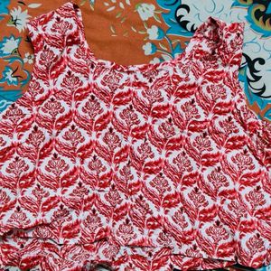 Red &amp; White Print Top