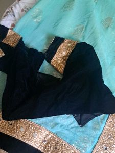 Saree with Velvet Blouse