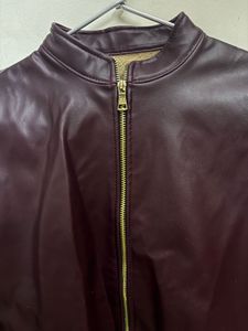 Burgundy Faux Leather Jacket (buy1get1)