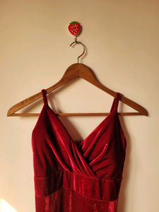 Red Bodycon Strappy Dress With A Slit