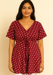Maroon Polka Dot Top