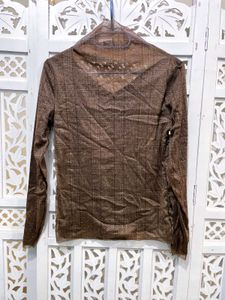 Luxe Brown Shimmer Knit Top D