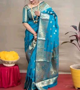 Blue Banarasi Kanjivaram Silk Saree