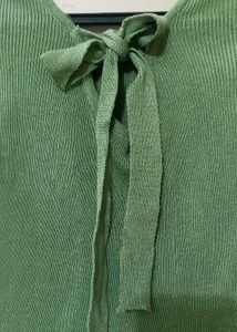 Green Ribbed Crop Top