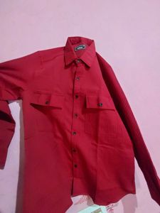 Voroxy Men Self Design Casual Red Shirt