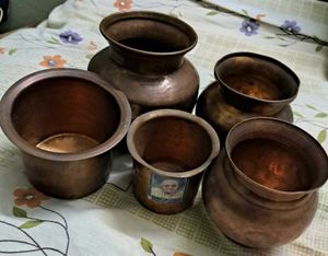 5 Vintage Copper Pooja items.