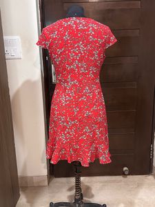 Scullers Red Floral Ruffle Dress